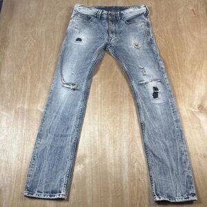 Diesel Industry Thanaz Mens Distressed Slim Skinny Blue Jeans Size 30x30